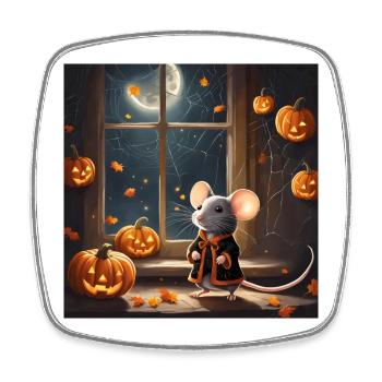 Halloween, Halloween Mouse, Pumpkin - Square fridge magnet - white - Front