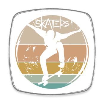 planche à roulettes skateur rétro vintage logo icône icône - Magnet carré - blanc - Devant