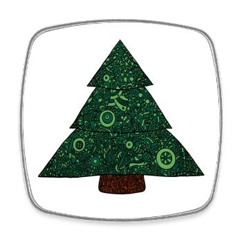 Sapin de Noël Mandala - Magnet carré - blanc - Devant
