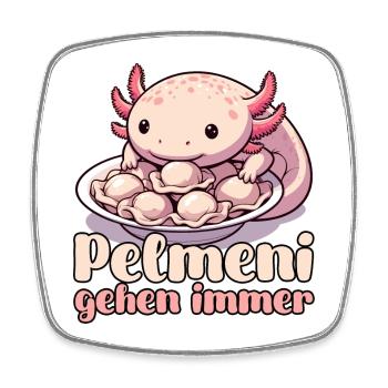 Axolotl Pelmeni gehen immer Geschenk - Viereckiger Kühlschrankmagnet - Weiß - Vorne