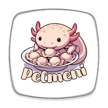 Axolotl Pelmeni Cute Gift - Square fridge magnet - white - Front