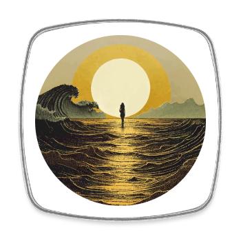 Mondschein am Meer - Viereckiger Kühlschrankmagnet - Weiß - Vorne