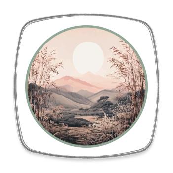 Sanfte Mondlandschaft im Zen-Stil - Viereckiger Kühlschrankmagnet - Weiß - Vorne