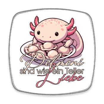 Axolotl Pelmeni Teller Liebe Geschenk - Viereckiger Kühlschrankmagnet - Weiß - Vorne