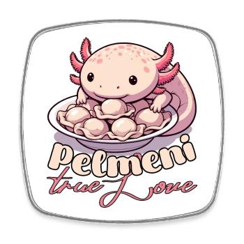 Axolotl Pelmeni True Love Gift - Square fridge magnet - white - Front