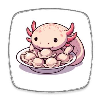 Axolotl Pelmeni Cute Gift - Square fridge magnet - white - Front