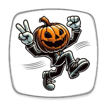 Tanzender Kürbis - Halloween Spaß mit Stil - Viereckiger Kühlschrankmagnet - Weiß - Vorne