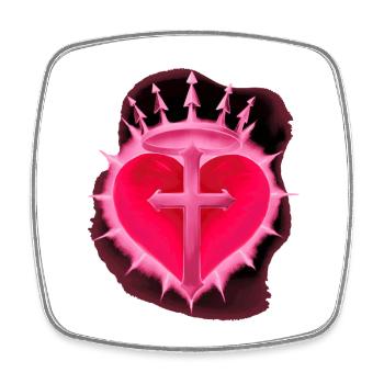 Gothic-Herz, Kreuze, romantiker - Viereckiger Kühlschrankmagnet - Weiß - Vorne