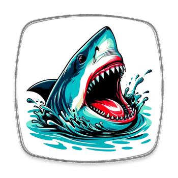 Requin - Magnet carré - blanc - Devant