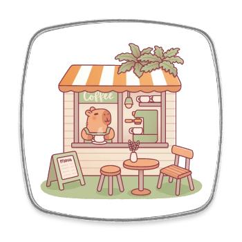 Süßes Capybara Barista Café - Viereckiger Kühlschrankmagnet - Weiß - Vorne