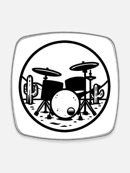 Drums Graphics - Square fridge magnet - white