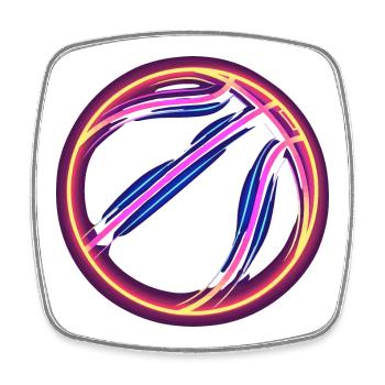 Basketball Retrowave - Square fridge magnet - white - Front