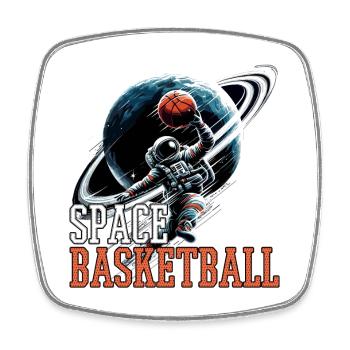Space Basketball Astronaut Geschenk - Viereckiger Kühlschrankmagnet - Weiß - Vorne
