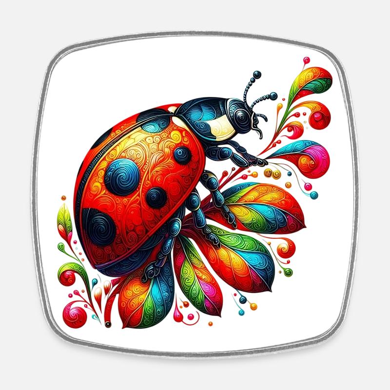 Coccinelle - Magnet carré - blanc
