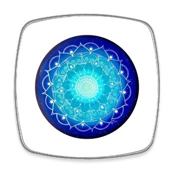 Leuchtendes Mandala in Nachtblau - Viereckiger Kühlschrankmagnet - Weiß - Vorne