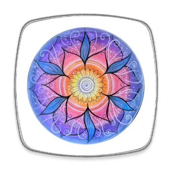 Blumenmandala in lebendigen Farben - Viereckiger Kühlschrankmagnet - Weiß - Vorne