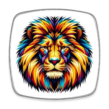 Lion - Magnet carré - blanc - Devant