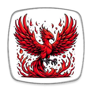 Phénix rouge - Magnet carré - blanc - Devant