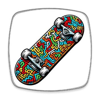 Skateboard - Magnet carré - blanc - Devant