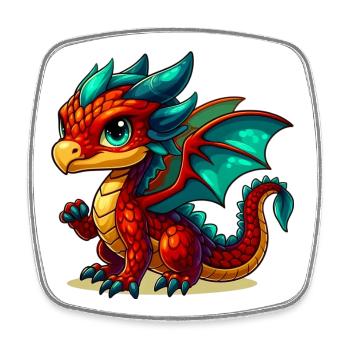 Dragon - Magnet carré - blanc - Devant