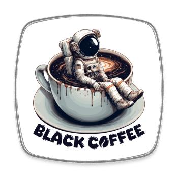 Black Coffee Astronaut Mug Galaxy Gift - Square fridge magnet - white - Front
