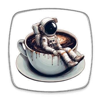 Café astronaute Mug Galaxy Cadeau - Magnet carré - blanc - Devant