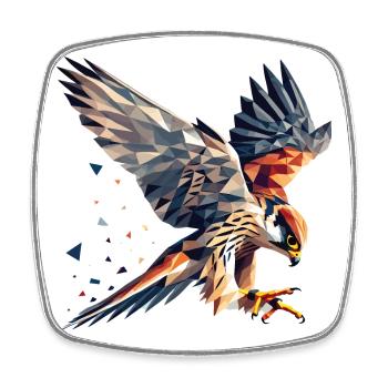Falke Greifvogel Polygon Stil - Viereckiger Kühlschrankmagnet - Weiß - Vorne