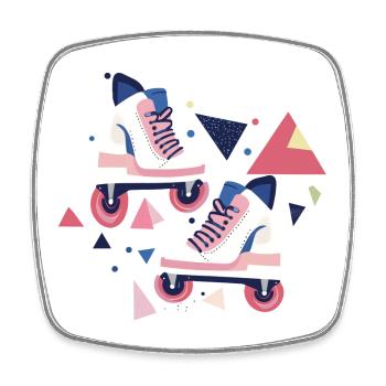 Rollschuhe mit 90er Jahren Muster - Viereckiger Kühlschrankmagnet - Weiß - Vorne