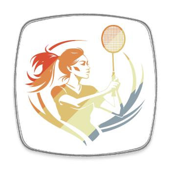 Badminton Vintage Filles - Magnet carré - blanc - Devant