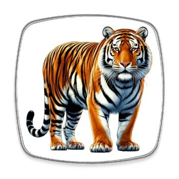 Tiger - Viereckiger Kühlschrankmagnet - Weiß - Vorne