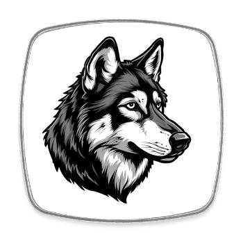Portrait Illustration of an Stunning Wolf - Square fridge magnet - white - Front