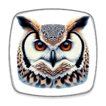 Owl - Square fridge magnet - white - Front