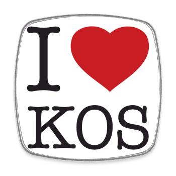 I LOVE KOS Greece Griechenland - Square fridge magnet - white - Front