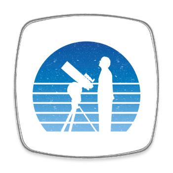 Astronom Teleskop Retro Vintage Weltraum Sterne - Viereckiger Kühlschrankmagnet - Weiß - Vorne