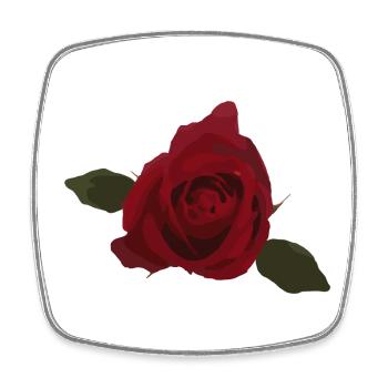 Rote Rose, Blume, Draufsicht - Viereckiger Kühlschrankmagnet - Weiß - Vorne