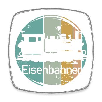retro Lok Eisenbahner vintage alte Bahn Zug Symbol - Viereckiger Kühlschrankmagnet - Weiß - Vorne
