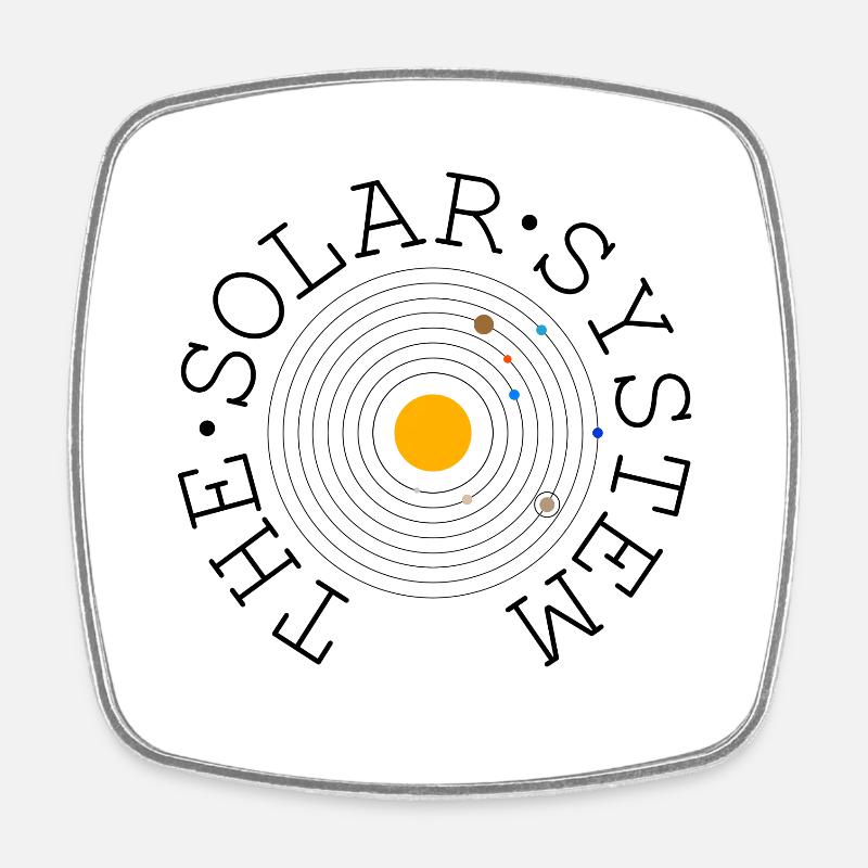 The Solar System (black) - Viereckiger Kühlschrankmagnet - Weiß