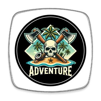 Abenteuer Skull Insel Patch - Viereckiger Kühlschrankmagnet - Weiß - Vorne
