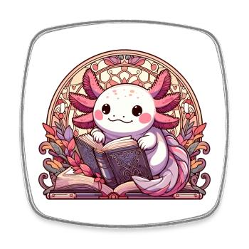 Axolotl Livre Livres Lecture Cadeau - Magnet carré - blanc - Devant