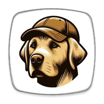 Labrador avec casquette - Magnet carré - blanc - Devant