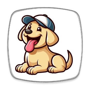 Glücklicher kleiner Hund mit Mütze - Labrador - Viereckiger Kühlschrankmagnet - Weiß - Vorne