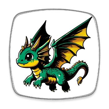 Drache - Viereckiger Kühlschrankmagnet - Weiß - Vorne