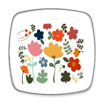 Flower Power Blumen Design - Floral Hippie Style - Viereckiger Kühlschrankmagnet - Weiß - Vorne