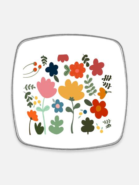 Flower Power Blumen Design - Floral Hippie Style - Square fridge magnet - white
