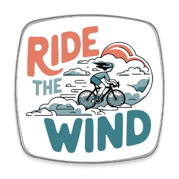 Fahren Sie mit dem Wind-Radfahrer - Viereckiger Kühlschrankmagnet - Weiß - Vorne