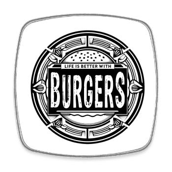 life is better with burgers - Viereckiger Kühlschrankmagnet - Weiß - Vorne