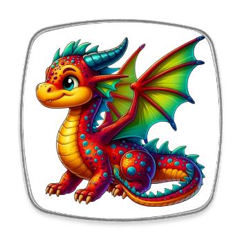 Drache - Viereckiger Kühlschrankmagnet - Weiß - Vorne