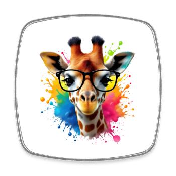 Girafe cool avec des lunettes dans l’art coloré Splash - Magnet carré - blanc - Devant