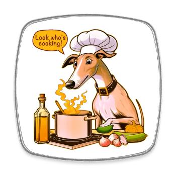 Regardez qui cuisine - Magnet carré - blanc - Devant