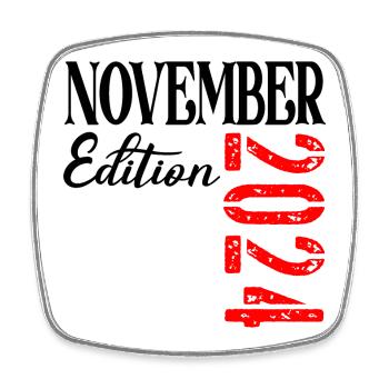 HAPPY 2nd BIRTHDAY NOVEMBER 2024 - Square fridge magnet - white - Front
